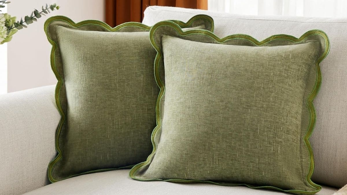 Sage Green Scalloped Pillow Cover Pack of 2