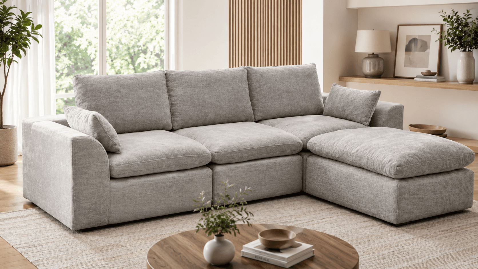 Modern FLITOOM Double Layer Cloud Sofa with deep cushions in stylish contemporary living room interior